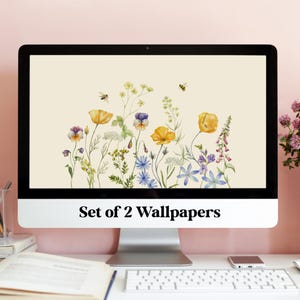 Desktop Wallpaper Wildflower Aesthetic Spring Background Flowers Laptop Floral Wallpaper Digital Download