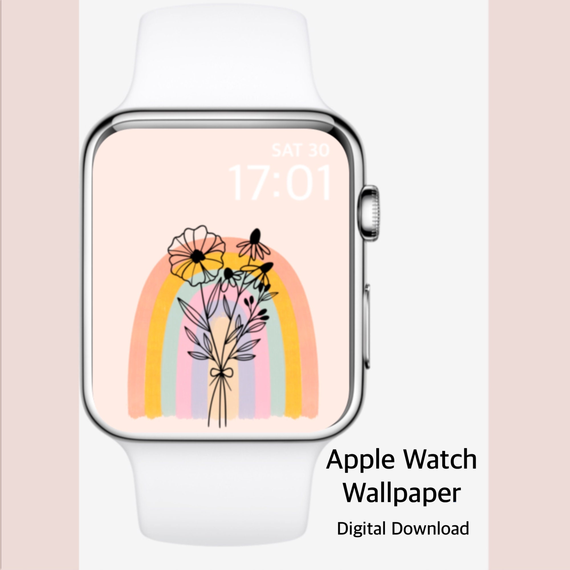 RAINBOW Apple Watch Face Wallpaper Apple Watch Background Etsy