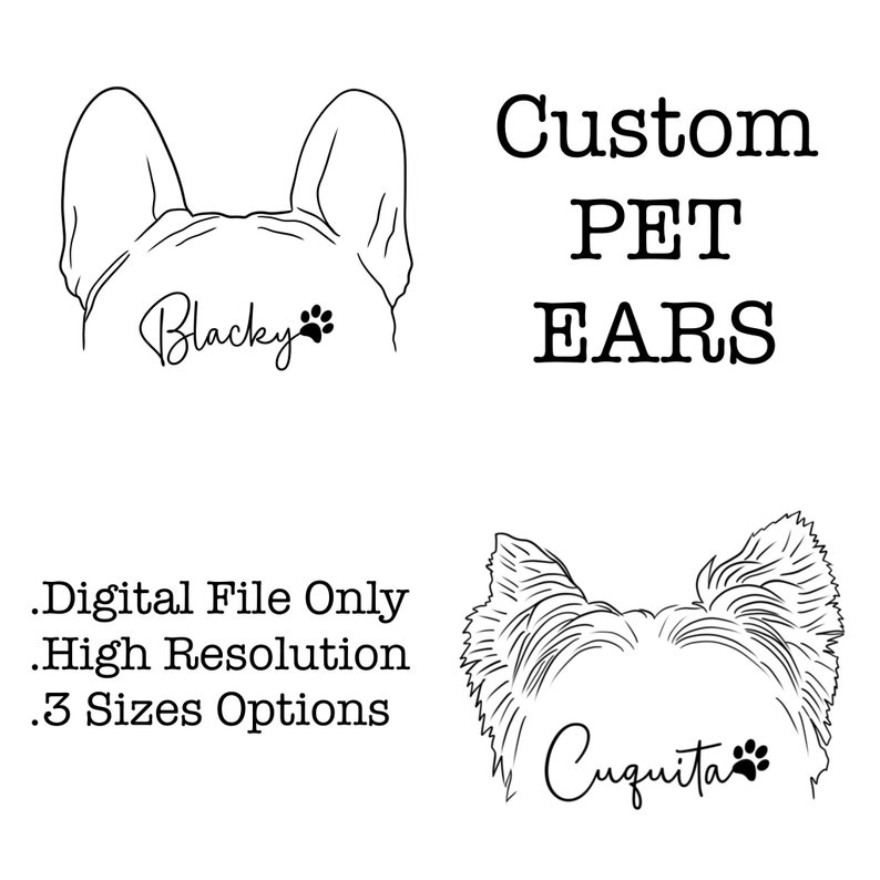 Custom PET EARS Tattoo Design Custom Line Drawing Ear Etsy