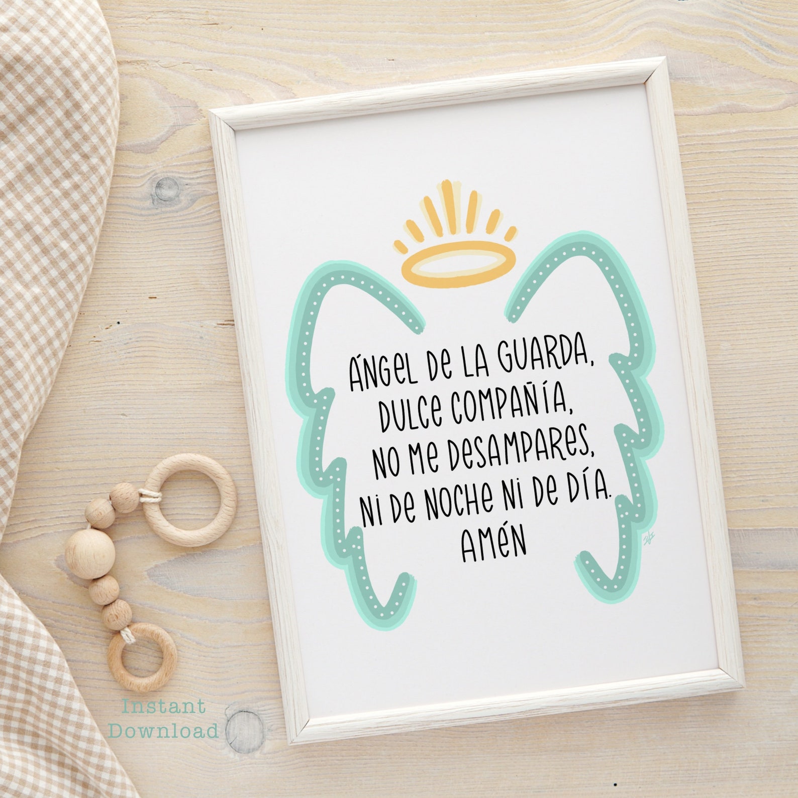 Spanish Guardian Angel Prayer Printable Wall Art Digital Etsy