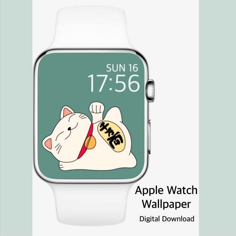 Lucky CAT Apple Watch Face Wallpaper DIGITAL DOWNLOAD Apple Etsy