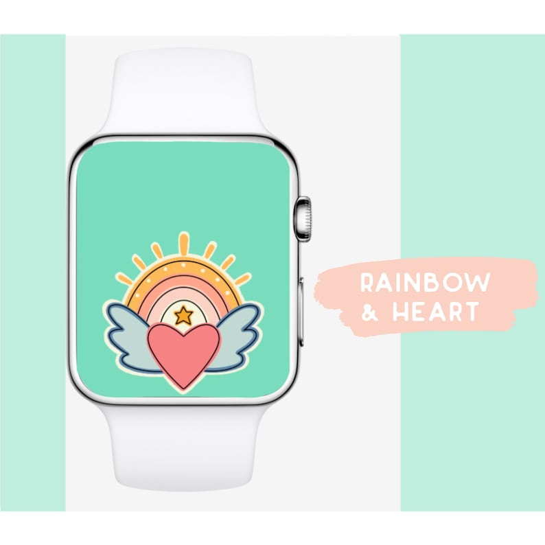 RAINBOW Apple Watch Face Wallpaper Apple Watch Wallpaper Etsy