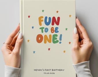 Fun to Be One Boy 1st Birthday Letters Baby Memory Book: Custom First Birthday Keepsake