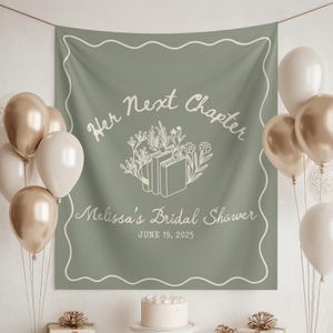 New Chapter Begins Bridal Shower Banner Bridal Shower Decor Her Next Chapter Backdrop Book Themed Story Book Fabric Sign Bookish Tapestry