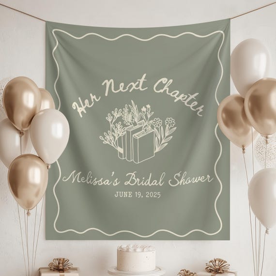 Book Themed Bridal Shower Banner: Her Next Chapter Tapestry