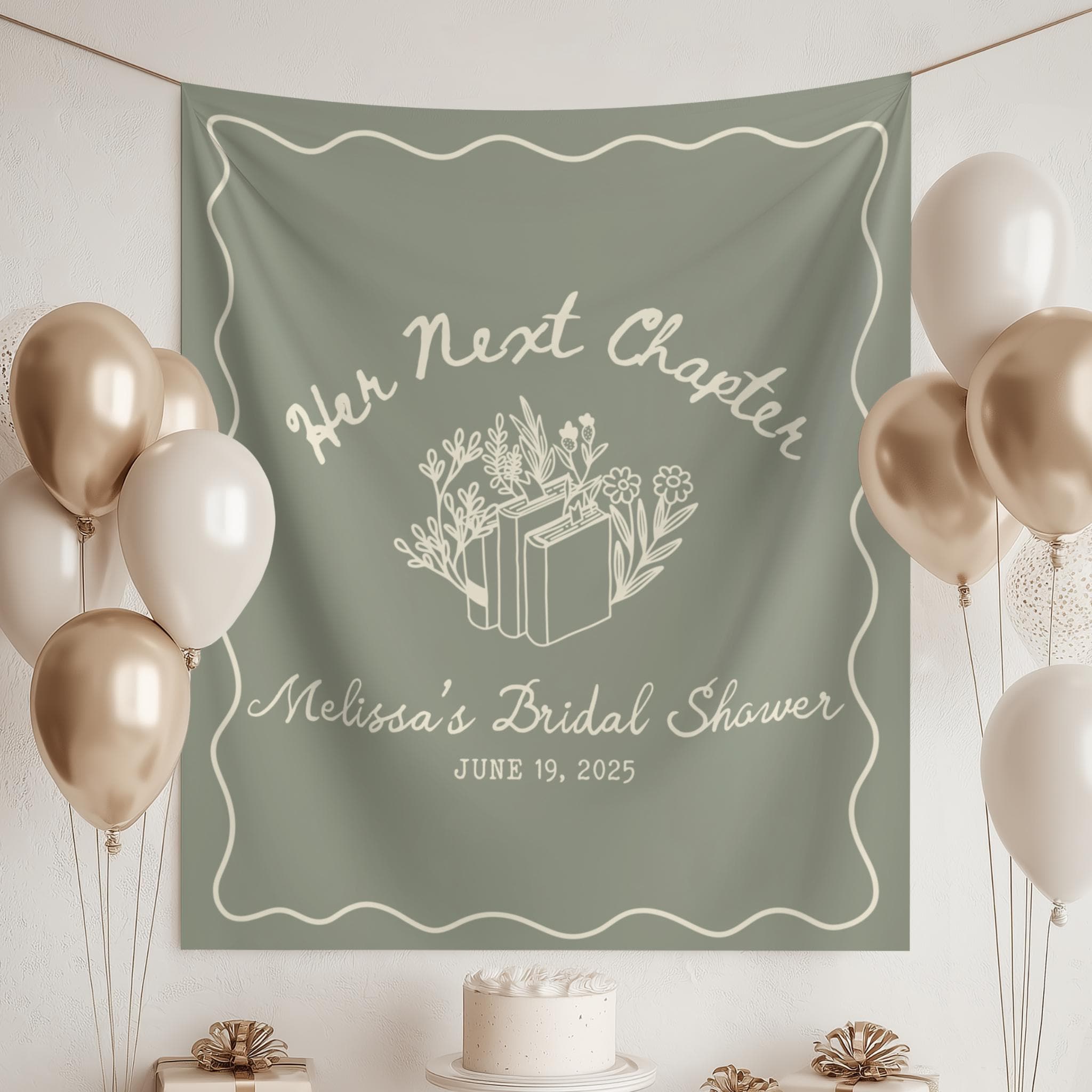 New Chapter Begins Bridal Shower Banner Bridal Shower Decor Her Next Chapter Backdrop Book Themed Story Book Fabric Sign Bookish Tapestry