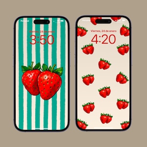 STRAWBERRY Wallpaper Strawberry PHONE WALLPAPER Aesthetic PhoneWallpaper Striped Trendy IPhone Wallpaper Wallpaper Preppy Cute Background