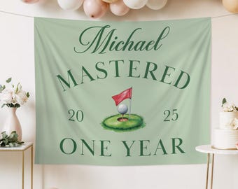 Golf First Birthday Banner: Personalized "Mastered One Year" Backdrop