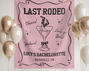 Banner per addio al nubilato Last Rodeo: arazzo personalizzato per festa da cowgirl