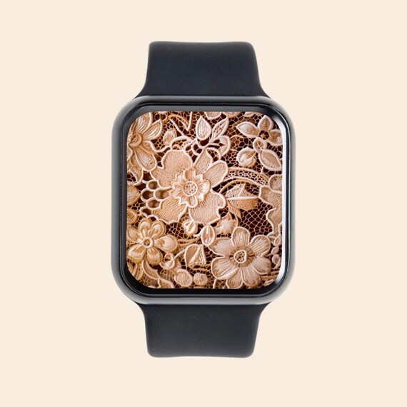 Sfondo beige Apple Watch Face sfondo floreale dell orologio quadrante dell orologio con ricamo finto download digitale Etsy Italia
