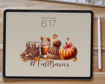 Papel de parede para iPad OUTONO, Papel de parede para iPad HALLOWEEN, Papel de parede para tablet OUTONO, Fundo de outono fofo, Fundo de outono para iPad