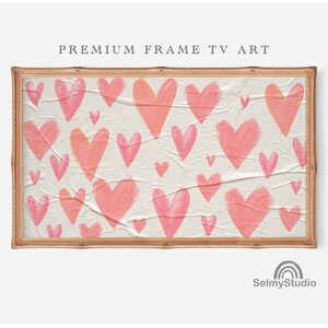 Samsung Frame Tv Art, Valentines Day TV Art, Pink Hearts, digital Download, Art for Samsung Frame Tv