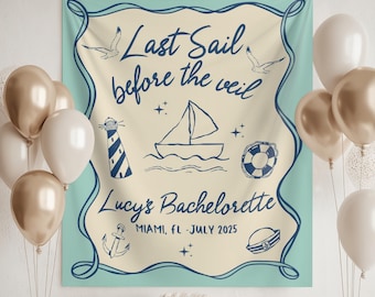 Last Sail Before The Veil Bachelorette Tapestry: Boating Bridal Shower Decor