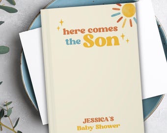 Here Comes the Son BABY SHOWER Guestbook Baby Shower Sunshine Baby Memory Book Boho Custom Baby Book Guest Book Ideas Keepsake Photo Album