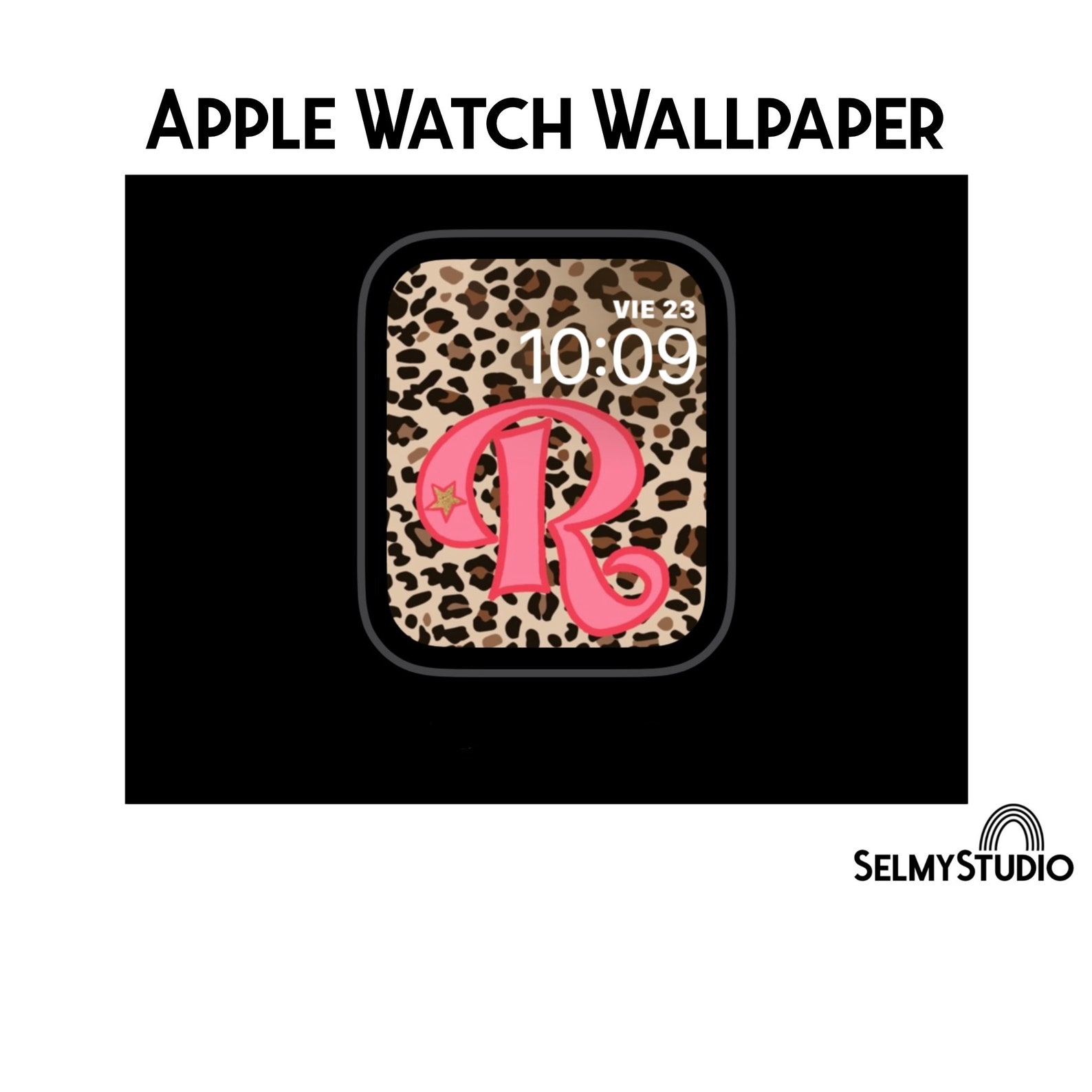 CUSTOM Apple Watch Wallpaper Custom Initial Leopard Watch Etsy