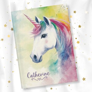 UNICORN JOURNAL NOTEBOOK for Girls Custom Name Notebook Pastel Colors Personalized Diary Girls Lined Pages Hardcover Journal Gift for Girls
