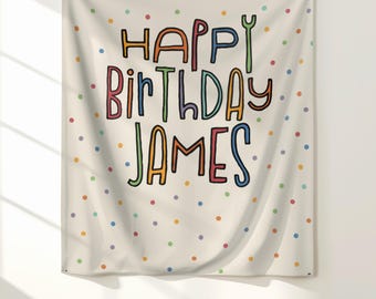 Birthday Banner: Personalized Boys Birthday Decor Custom Name Party Tapestry Backdrop Sign