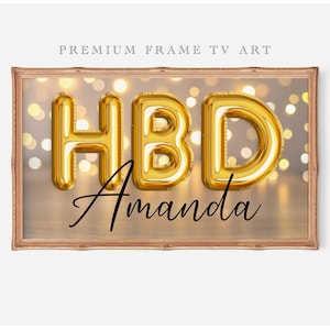 Happy Birthday Frame Tv Art Personalized Happy Birthday TV Party Gold Baloons Samsung Frame Tv Art Custom Birthday Silver Baloons Digital