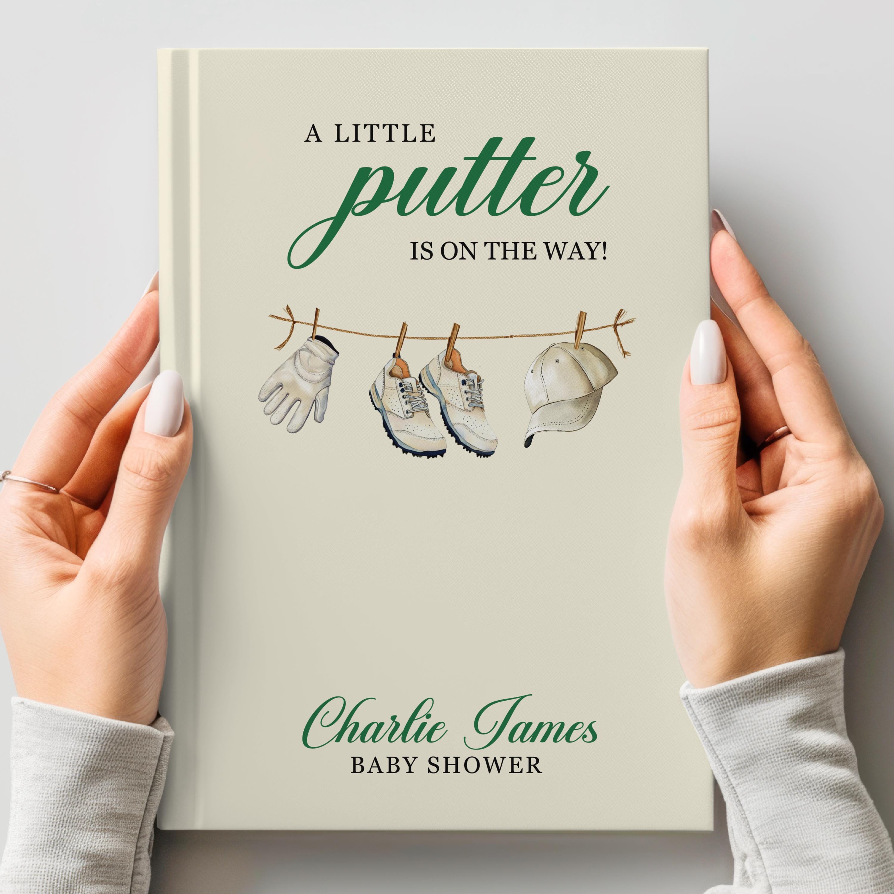GOLF Theme BABY SHOWER Guest Book Personalized Baby Shower Golf Baby Memory Book Party Decor Book Little Putter is on the Way Baby Keepsake