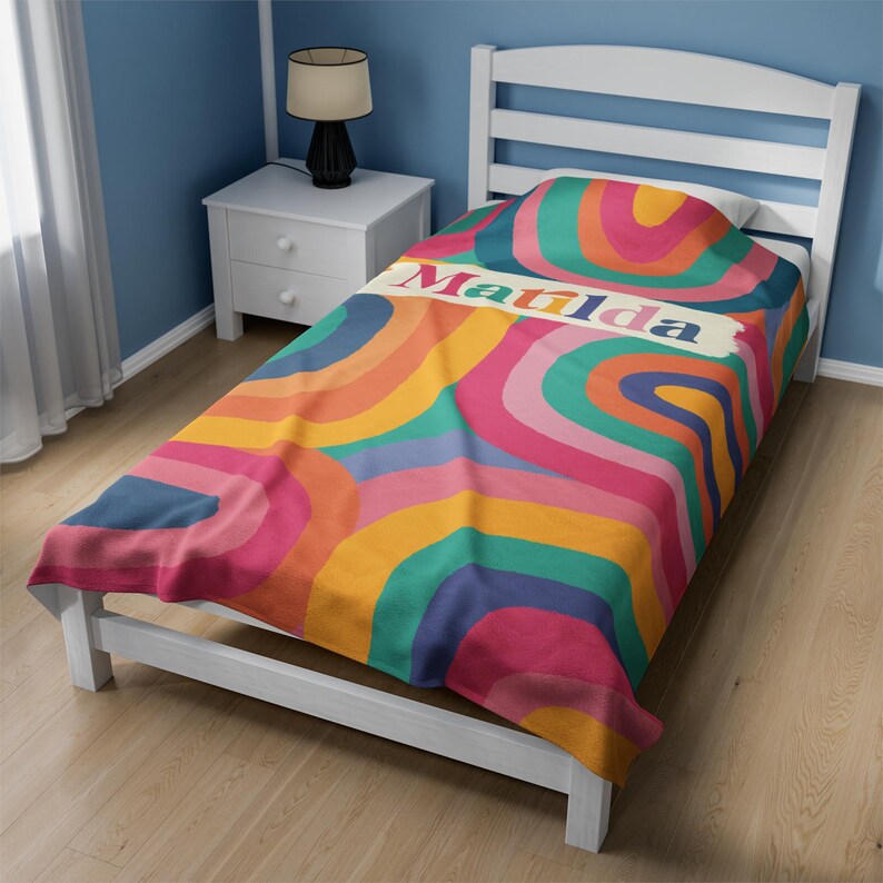 CUSTOM RAINBOW BLANKET Colorful Personalized Kids Name Blanket Colorful