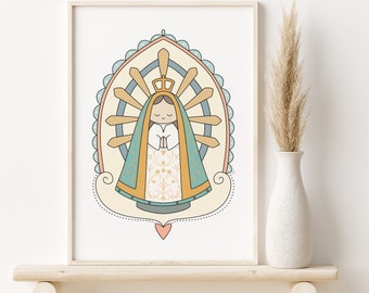 Virgin Mary Catholic Printable Wall Art, Catholic home Decor, Catholic Art Print, Virgin Mary Print, Virgin of lujan, Digital Download