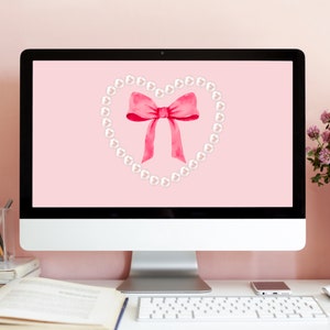 COQUETTE Aesthetic WALLPAPER Pink Bow DESKTOP Wallpaper Coquette Aesthetic Pink Wallpaper Laptop Background Instant Download Girly wallpaper image 7