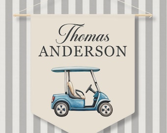 Custom Name Pennant Banner: Golf Nursery Decor Flag