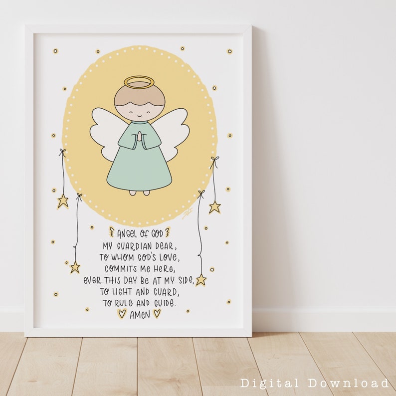 GUARDIAN ANGEL Prayer Catholic Baby Gift Catholic Baby Etsy Guardian angel prayer catholic baby gift catholic baby etsy