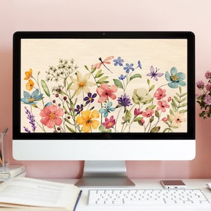 Floral Desktop Wallpaper Wildflower  Computer Background Spring Laptop Wallpaper Instant Download