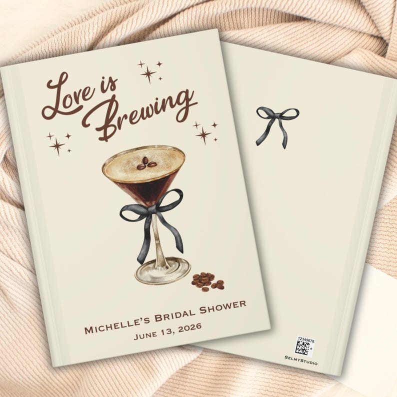 Coffee Bridal Shower Guest Book: Espresso Martini Decor, Letters to Bride Keepsake image 3