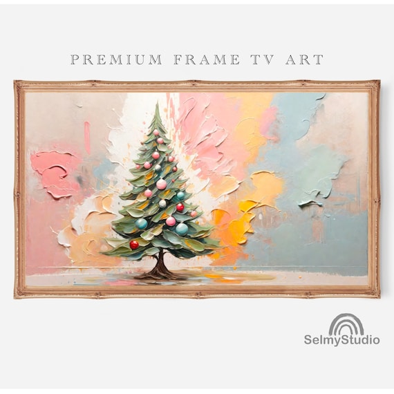 油彩画　Xmas tree Thomas Kinkade Holiday Sparkle Color-Changing Fiber-Optic