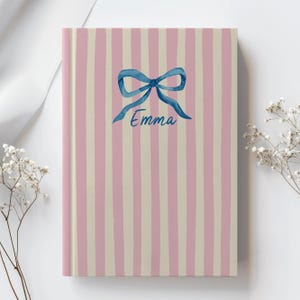 Notebook Emma PINK BOW JOURNAL Coquette Custom Journal Pink Bow Personalized Notebook ...