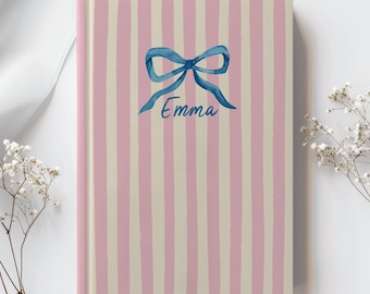 PINK BOW JOURNAL Coquette Custom Journal Pink Bow Personalized Notebook Bow Coquette Journal Notebook Girly Journal Preppy Custom Journal