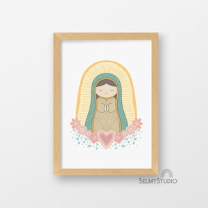 Guadalupe, Impressão de Nossa Senhora de Guadalupe, Virgem Maria, Virgen de Guadalupe, arte de parede para impressão, presente religioso, download digital