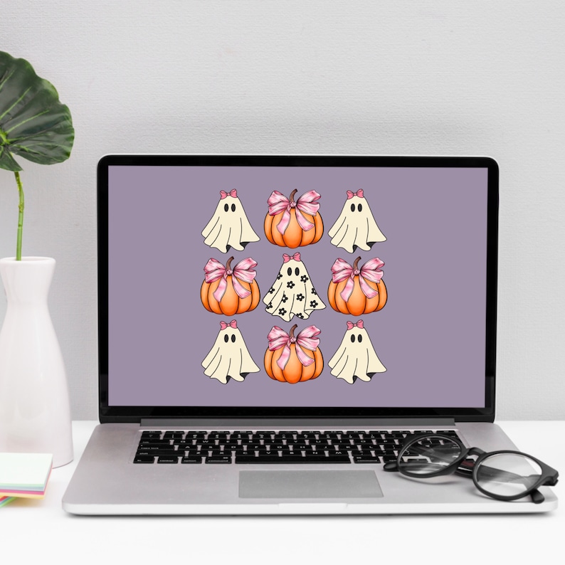 Pink HALLOWEEN DESKTOP WALLPAPER, Fall Ghosts Pumpkin Laptop Wallpaper ...