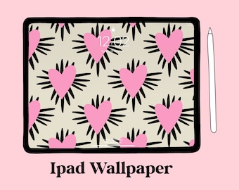 PAPEL DE PAREDE IPAD, corações rosa Ipad Wallpaper Aestehtic, fundo Ipad, tela de bloqueio Ipad, download instantâneo