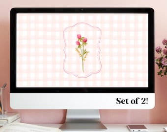 Frühling Desktop Wallpaper Floral Computer Hintergrund Blumen niedliche Tapete Digital Laptop Wallpaper Sofort Download