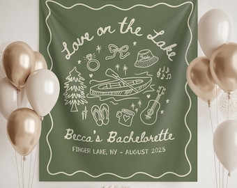 Personalized Lake Bachelorette Tapestry Banner: Love on the Lake Party Decor