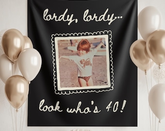 40th Birthday Party Banner Custom Vintage Photo Forty Birthday Backdrop Personalized Picture Decorations Funny 40th Birthday Decor Welcome