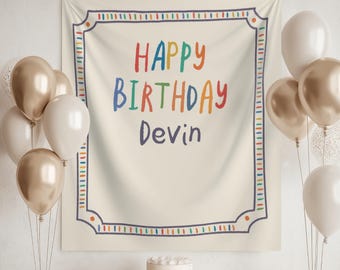 Personalized Birthday Name Flag, Birthday Banner, Custom Birthday Banner, Fabric Birthday Sign