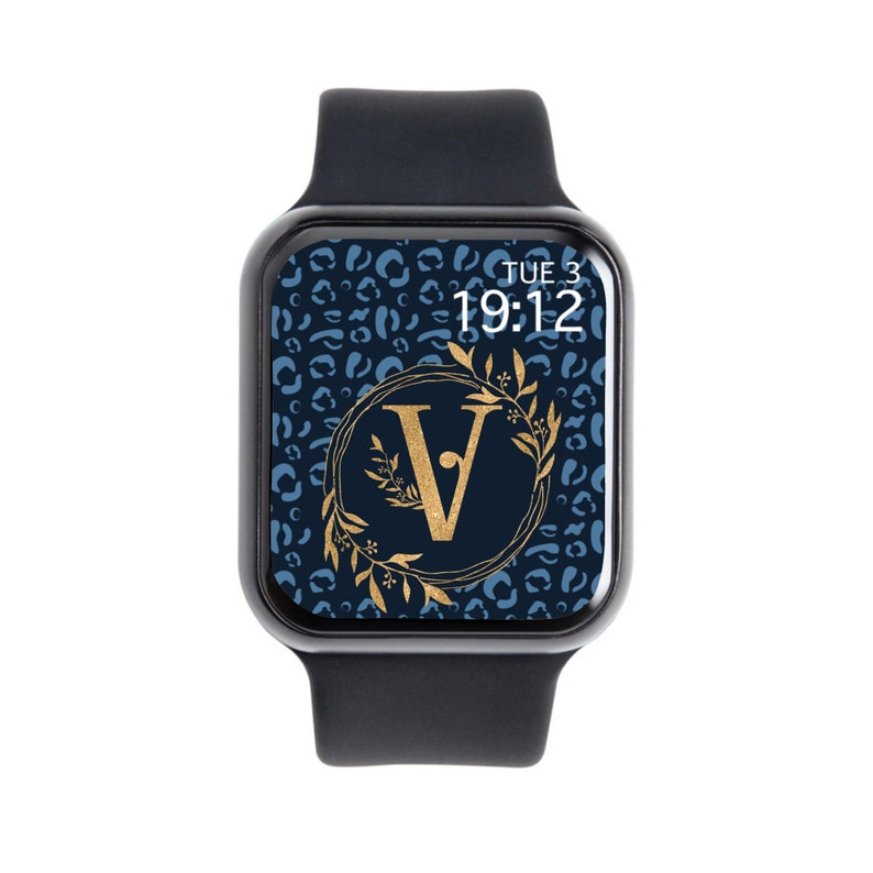 Custom Initial Apple Watch Wallpaper Leopard Apple Watch Etsy