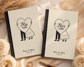 Wedding Vow Books Set, His and Her Vow, Custom Keepsake, Personalized Vow Books, Gift for Bride Groom