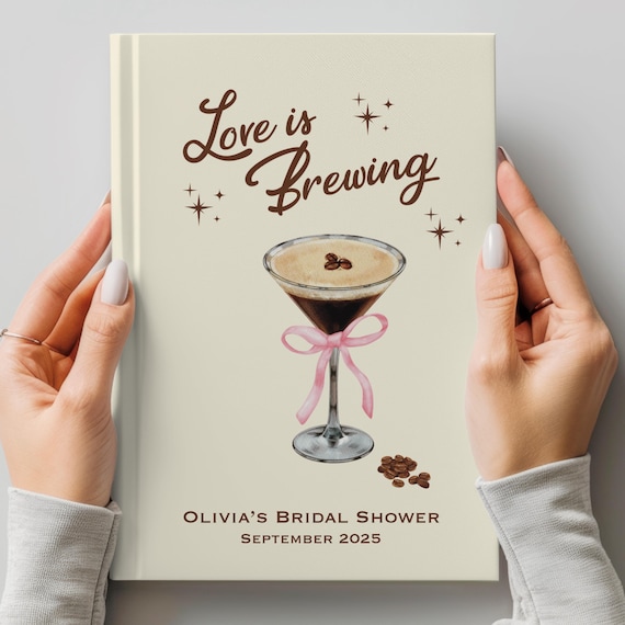 Coffee Bridal Shower Guest Book: Espresso Martini Decor, Letters to Bride Keepsake