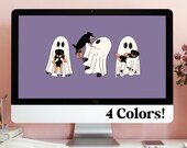 Cute Ghost WALLPAPER DESKTOP for Halloween, MacBook Wallpaper Aesthetic Background, Cute Halloween Wallpaper Laptop MacBook Wallpaper