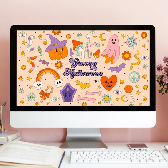 HALLOWEEN DESKTOP WALLPAPER, Desktop Fall Wallpaper, Halloween Computer Background, MacBook Wallpaper, Desktop Wallpaper, Instant Download
