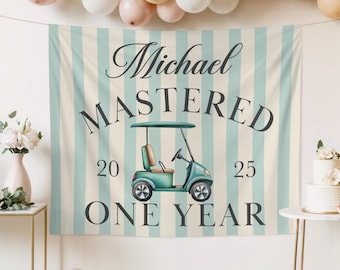Hole In One 1st Birthday Banner: Golf Theme Party Backdrop
