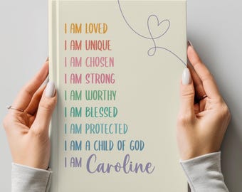 Personalized Christian Book with Name, Bible Verses Affirmations Journal for toddler, Baptism Gift for Girl