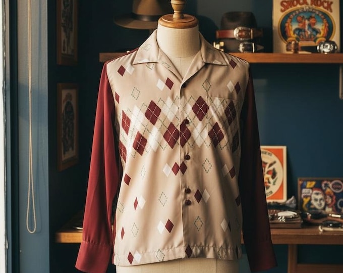 Imperial Brown Two Tone Argyle Long Sleeve Shirt