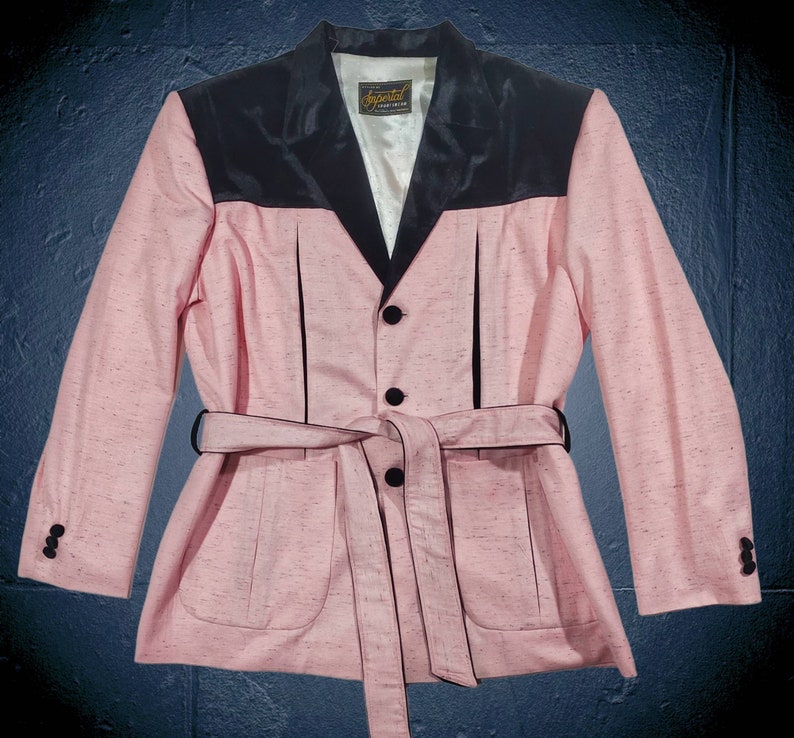 50s Men’s Jackets | Greaser Jackets, Leather, Bomber, Gabardine     Hollywood Jacket Two Tone Pink Velvet Fleck Imperial VLV  AT vintagedancer.com