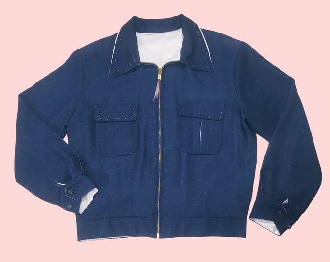 Navy Fleck Reversible Ricky Jacket Imperial VLV